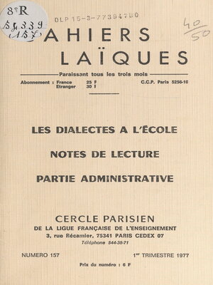 cover image of Les dialectes à l'école
